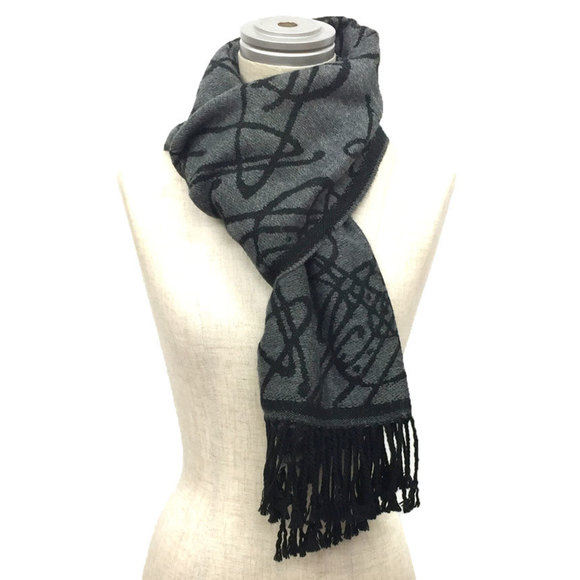 VIVIENNE WESTWOOD scarf black x grey ladies - Picture 2 of 3